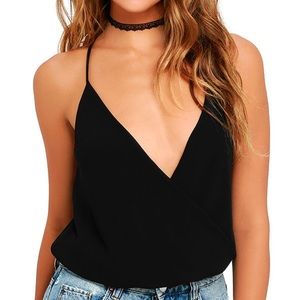 Lulu's black open back bodysuit